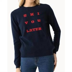 NEW JUMPER1234 ski you later cashmere crew sweater in navy